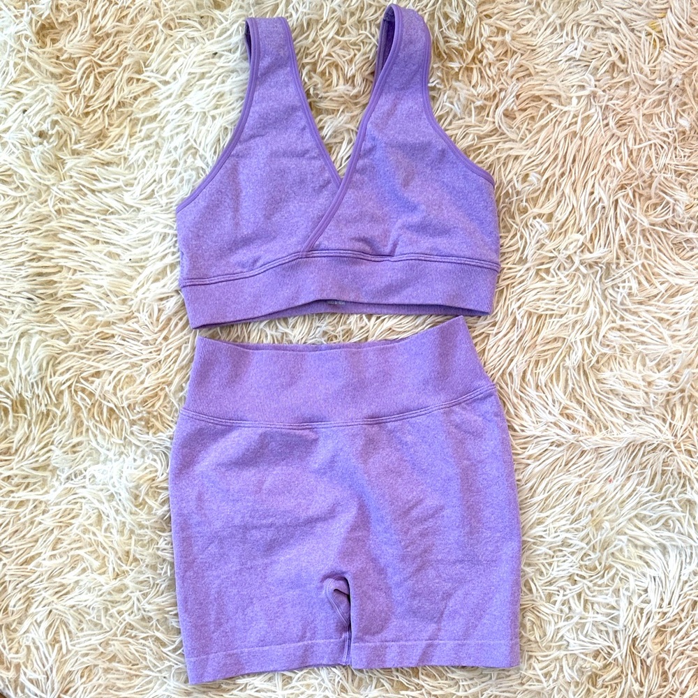 SHEIN 💜 Purple 💜 Athletic Bralette and Shorts Set - S